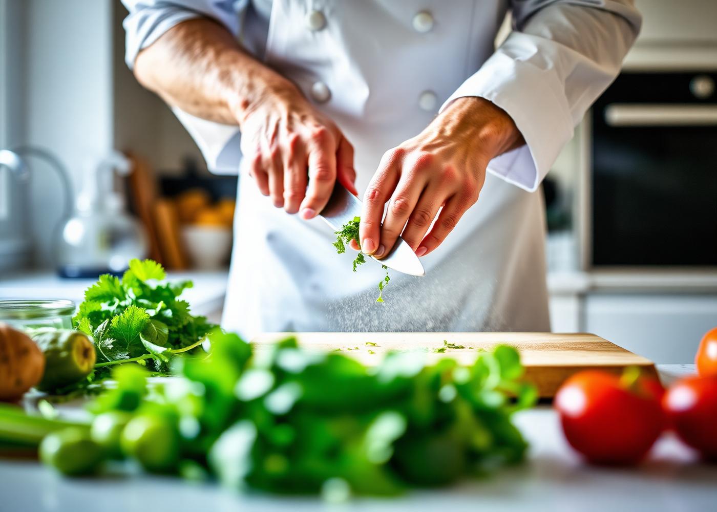 Chef preparing a salad