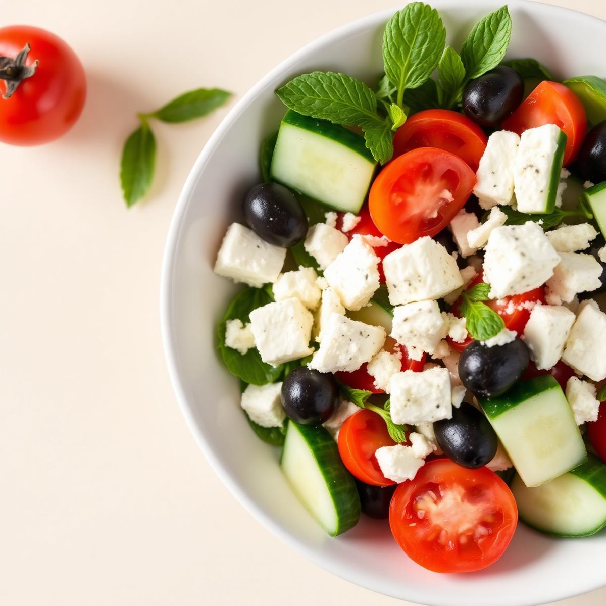 Greek salad with feta and olives