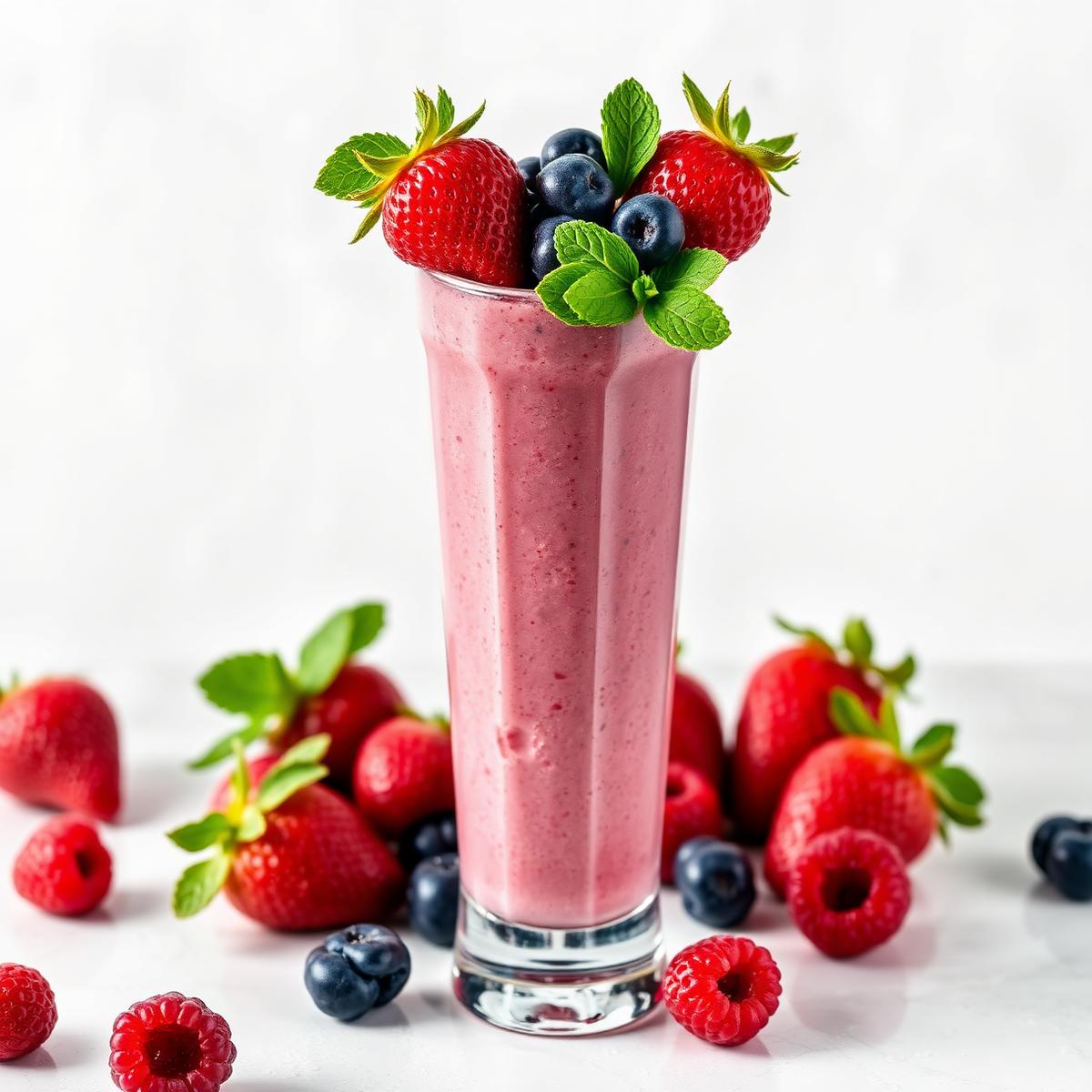Berry smoothie with fresh fruit