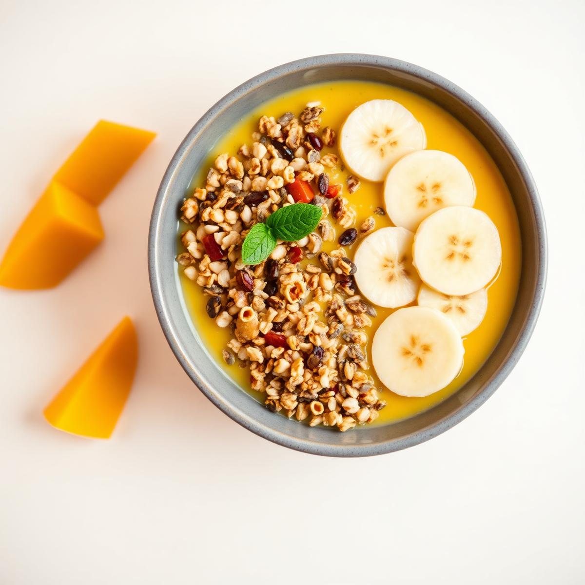 Mango smoothie bowl with granola