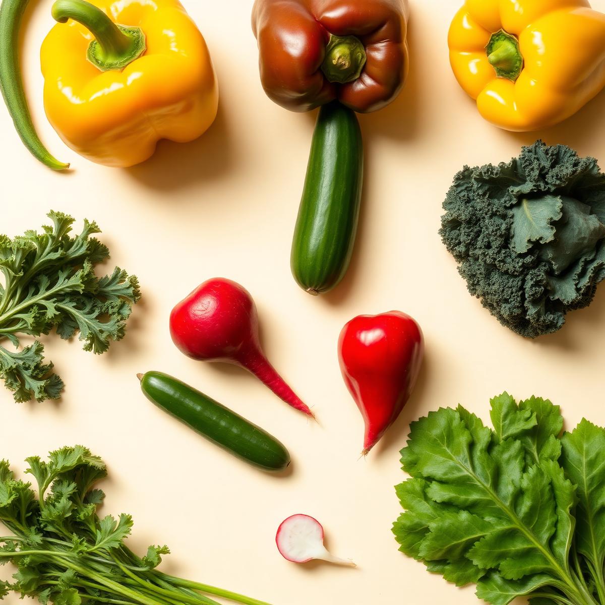 Fresh organic vegetables flat lay